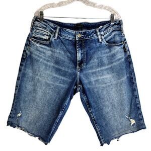 Silver Denim Boyfriend Jean Distressed 5 pocket Cutoff Shorts Size 14  #566
